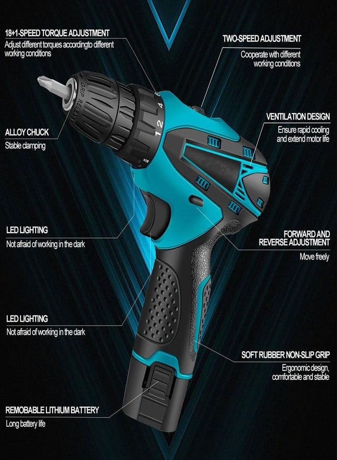 Galaxe 12V drill Multi-function home power tool kit Accessories Rechargeable drill cordless 12V with Hand Tool Kit Socket Set For Repair (GLX12V46SS3, 74pcs tool kit) - Image 4
